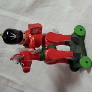 Wooden soldier on horse ornament